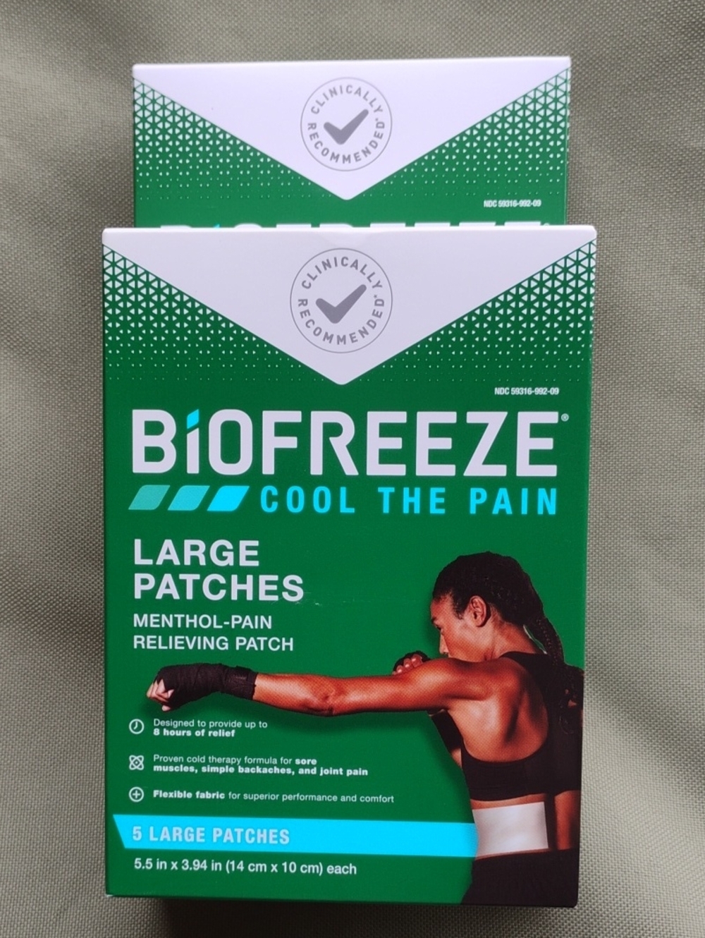 BioFreeze Menthol - Pain Relieving Patches 2 Boxes 5 Large Patches Each